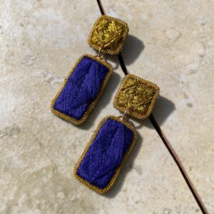 Aros Delia Largos dorado y azul