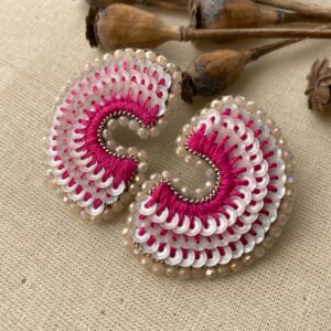 Aros Nina fucsia y blanco