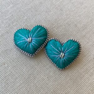Aros mini corazón turquesa