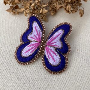 Aros alas de mariposa azul y lila
